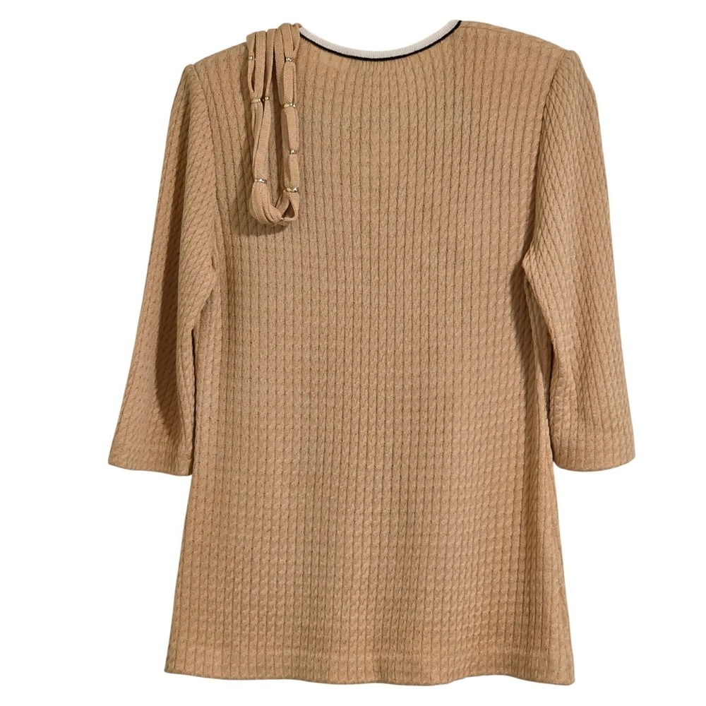 St. John Collection Tunic Sweater Women 2 V Neck Belt Santana Knit Top USA Read - Picture 4 of 7